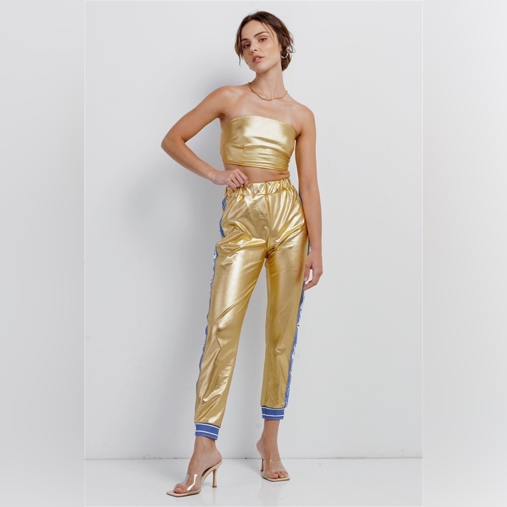 Metallic Gold Toxic Girl Strapless Track Set Size M NWT